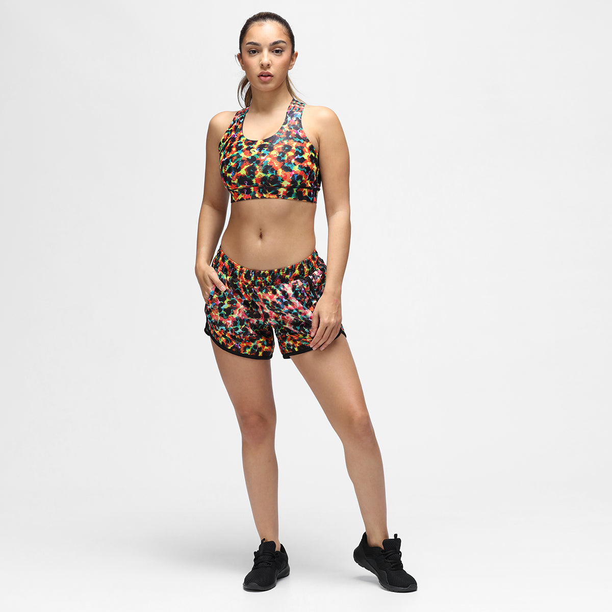 Tikiboo Green Brushed Leopard Loose Fit Workout Shorts Tikiboo