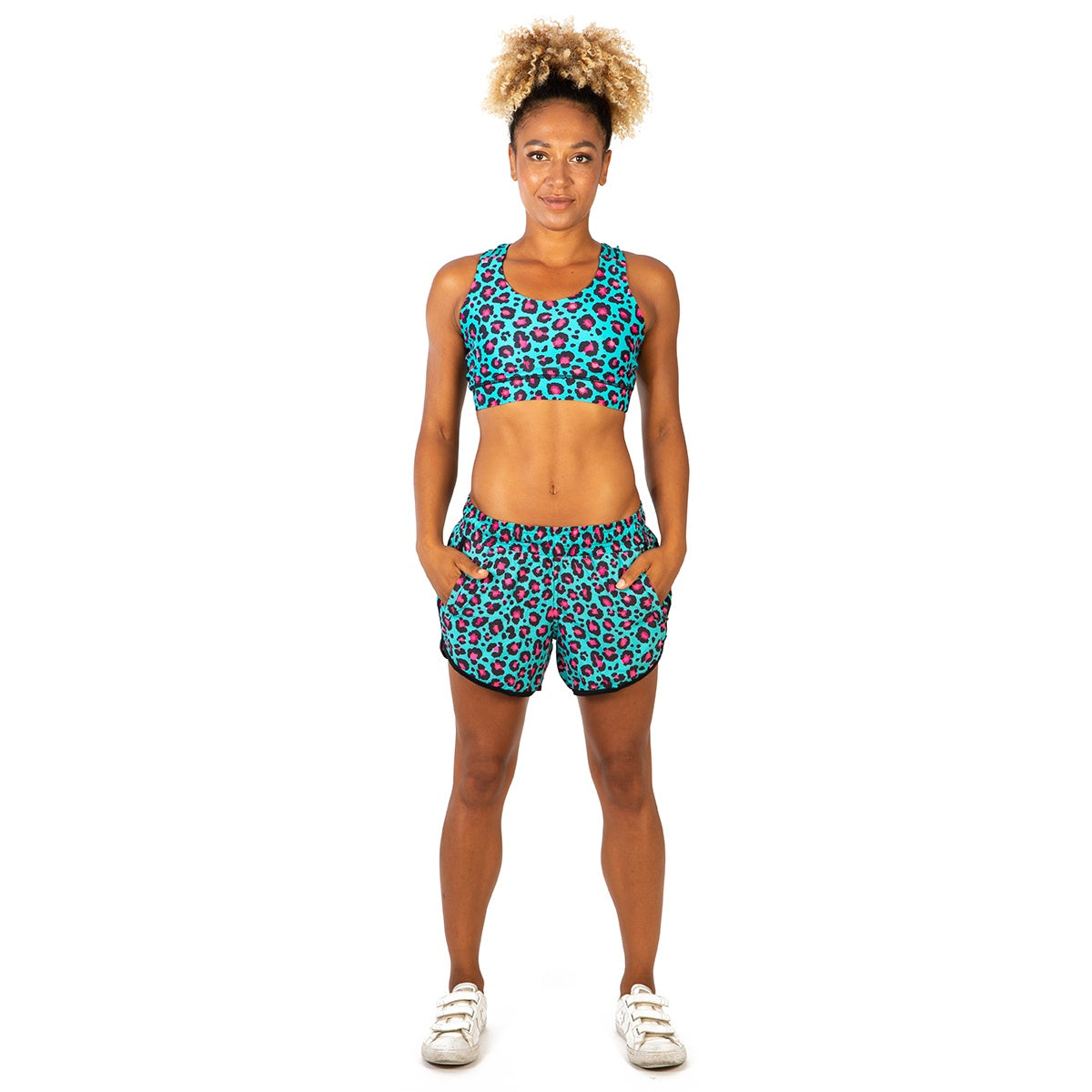 Tikiboo Minty Leopard Loose Fit Workout Shorts Tikiboo Outlet