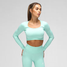  Peppermint Ribbed Seamless Long Sleeved Crop Top