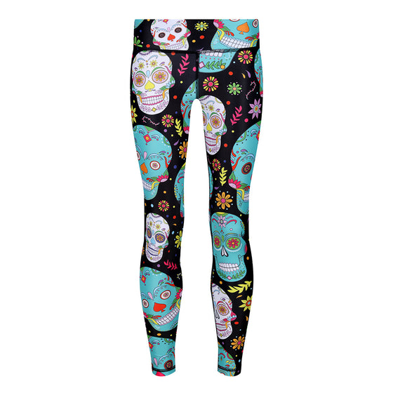 Minty Skulls Kids Leggings