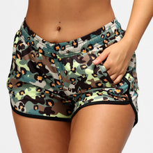  Green Leopard Camo Loose Fit Workout Shorts