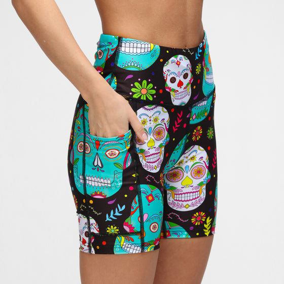 Minty Skulls Running Shorts