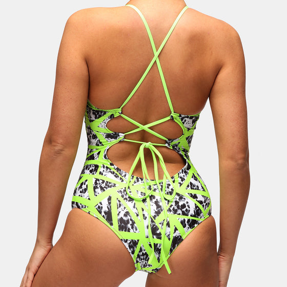 Neon Web Crossover Swimsuit