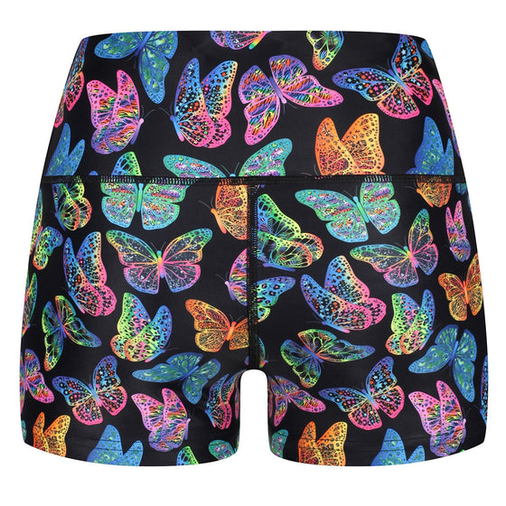 Neon Butterflies Booty Shorts