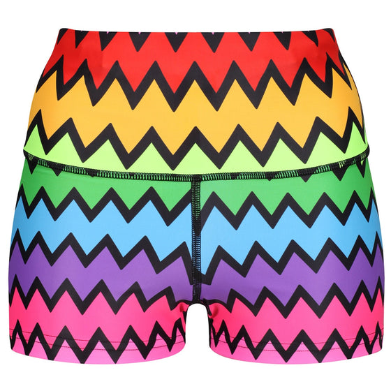 Tikiboo Neon Zigzag Booty Shorts - Front Product View