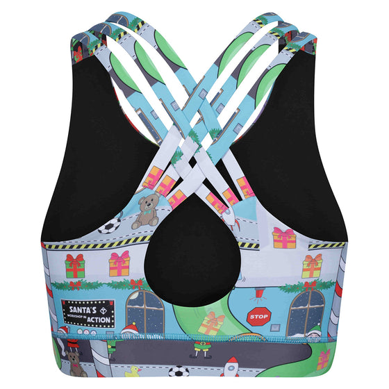 Tikiboo Santas Workshop Cross Back Fitness Bra - Back Product View