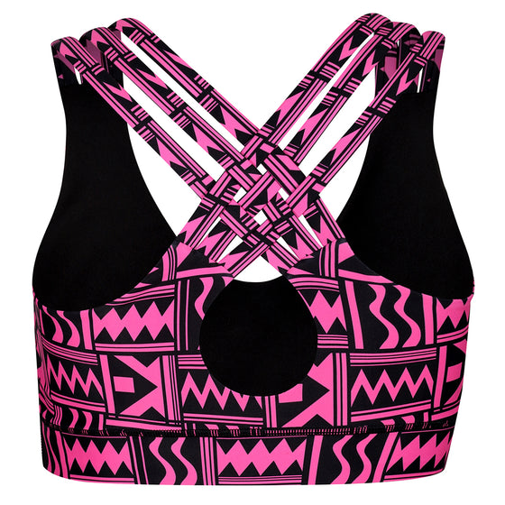 Neon Pink Maze Cross Back Bra