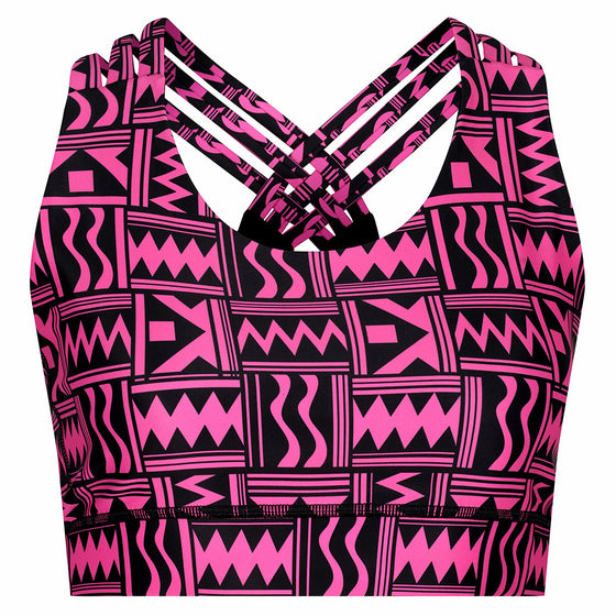 Neon Pink Maze Cross Back Bra