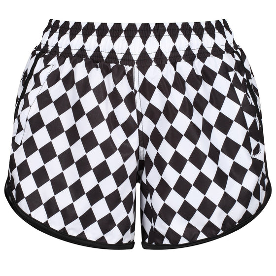 Tikiboo Checkmate Loose Fit Workout Shorts - Front Product View