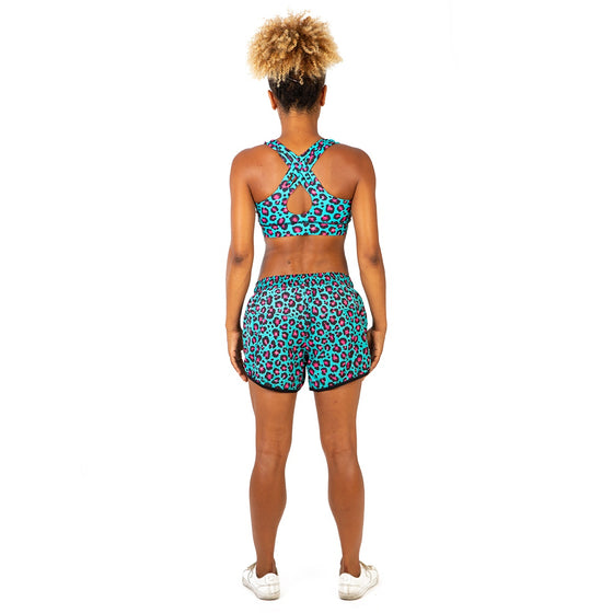 Minty Leopard Loose Fit Workout Shorts