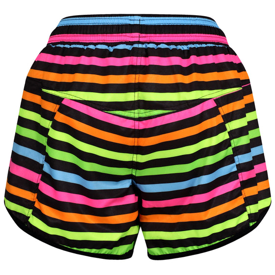 Neon Stripes Loose Fit Workout Shorts
