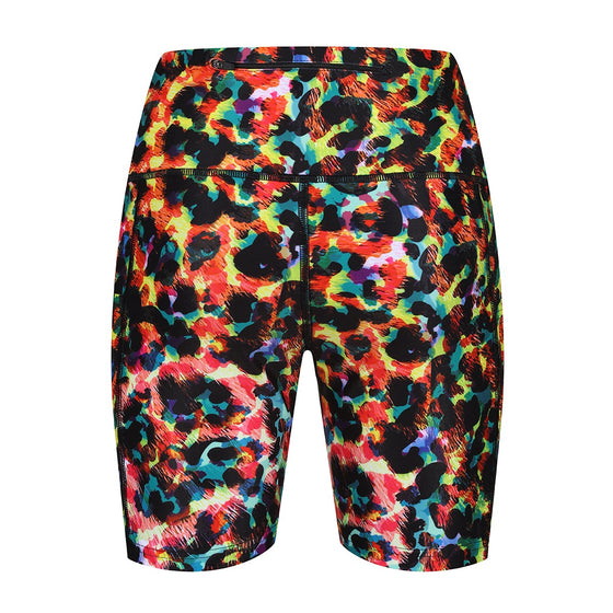 Green Brushed Leopard Running Shorts With Pockets