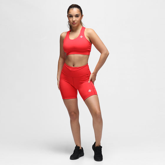 Scarlet Diamond Luxe Running Shorts With Pockets