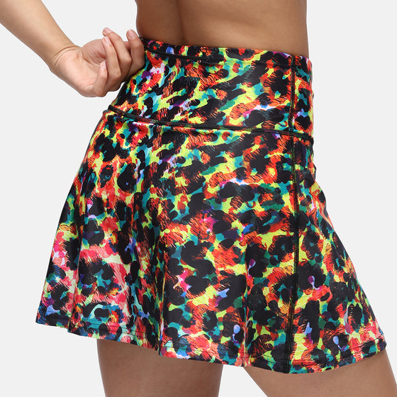 Green Brushed Leopard Skort