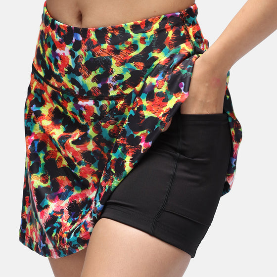 Green Brushed Leopard Skort