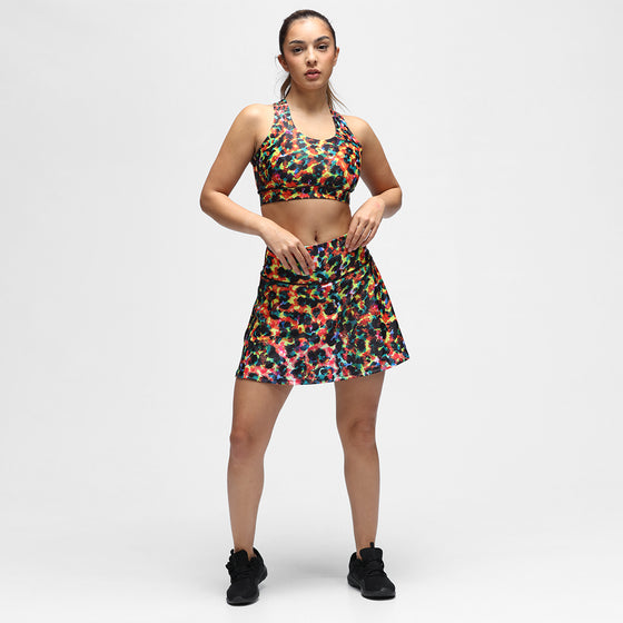 Green Brushed Leopard Skort
