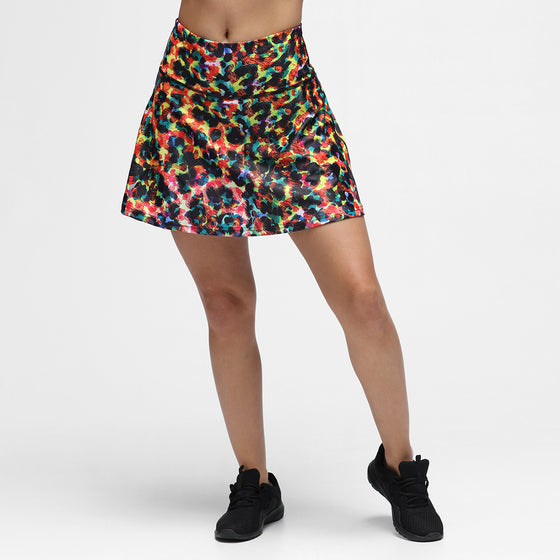 Green Brushed Leopard Skort